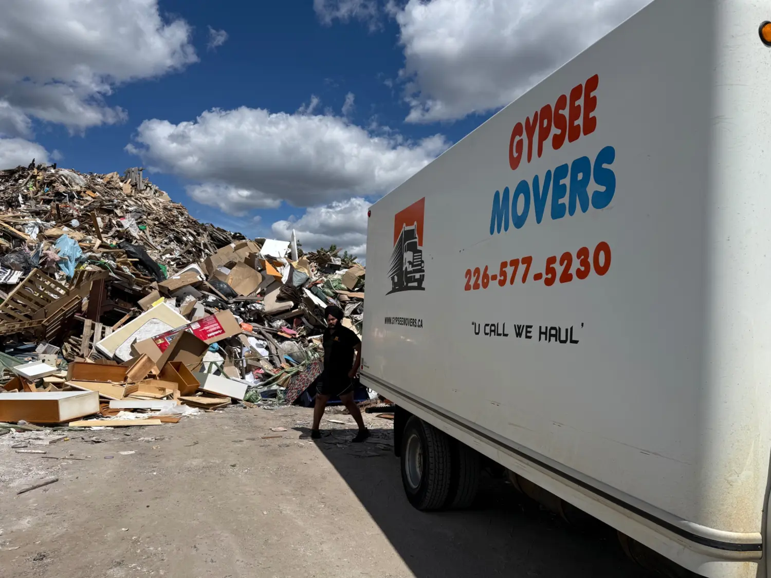 Gypsee Movers truck completing piano disposal in London Ontario