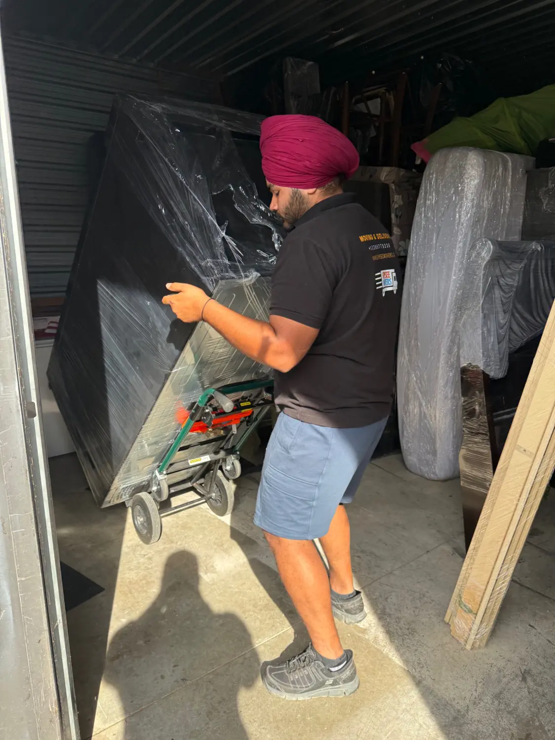 Wrapped vending machine moved with specialty equipment