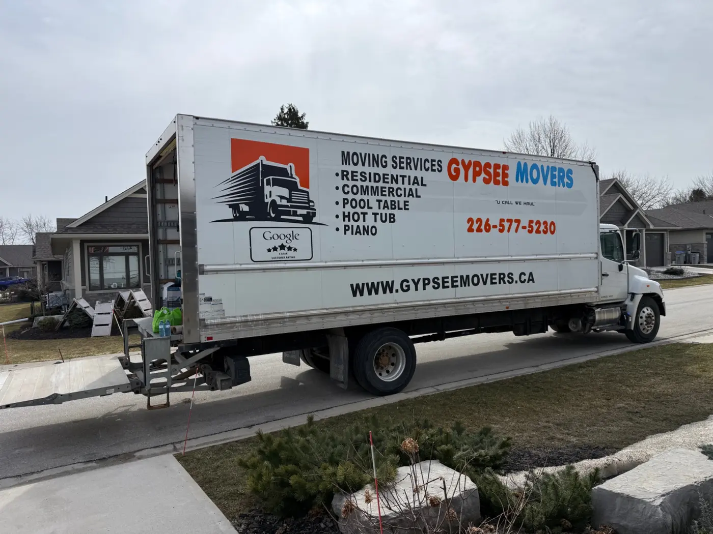 Large Gypsee Movers truck prepared for Stratford move