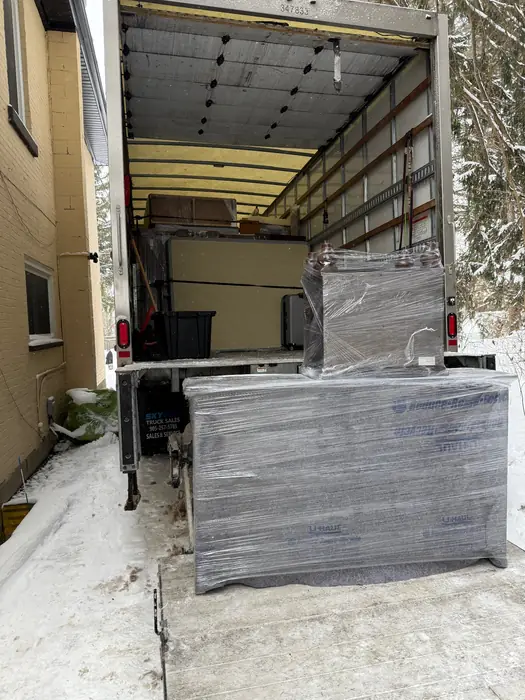 Wrapped furniture protected for moving