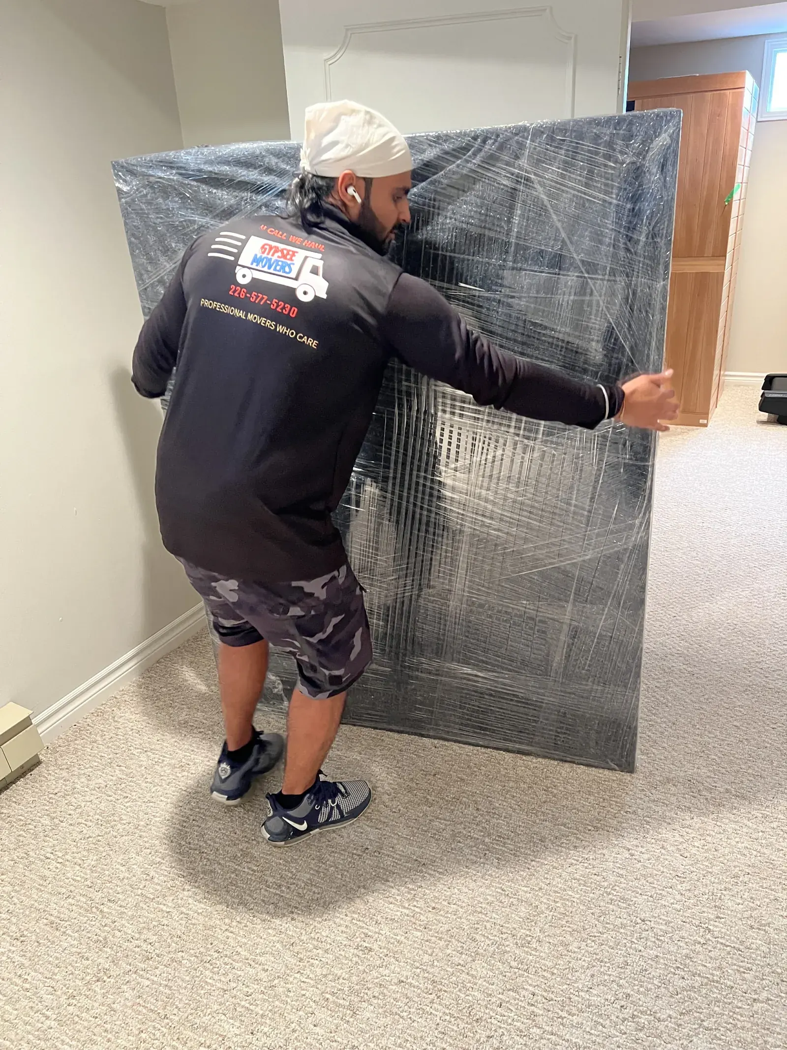 Wrapped furniture protected before moving