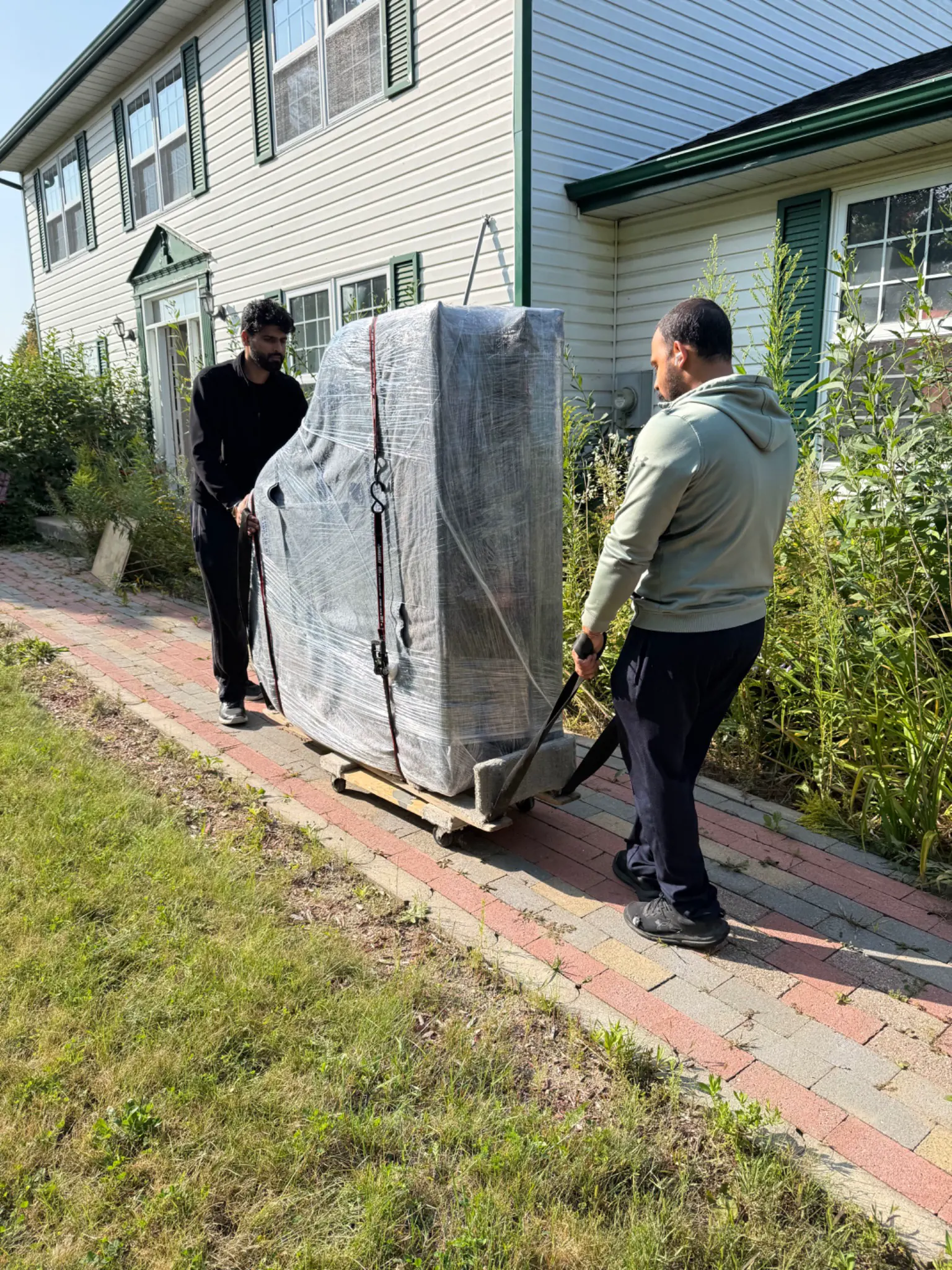 Piano secured for moving
