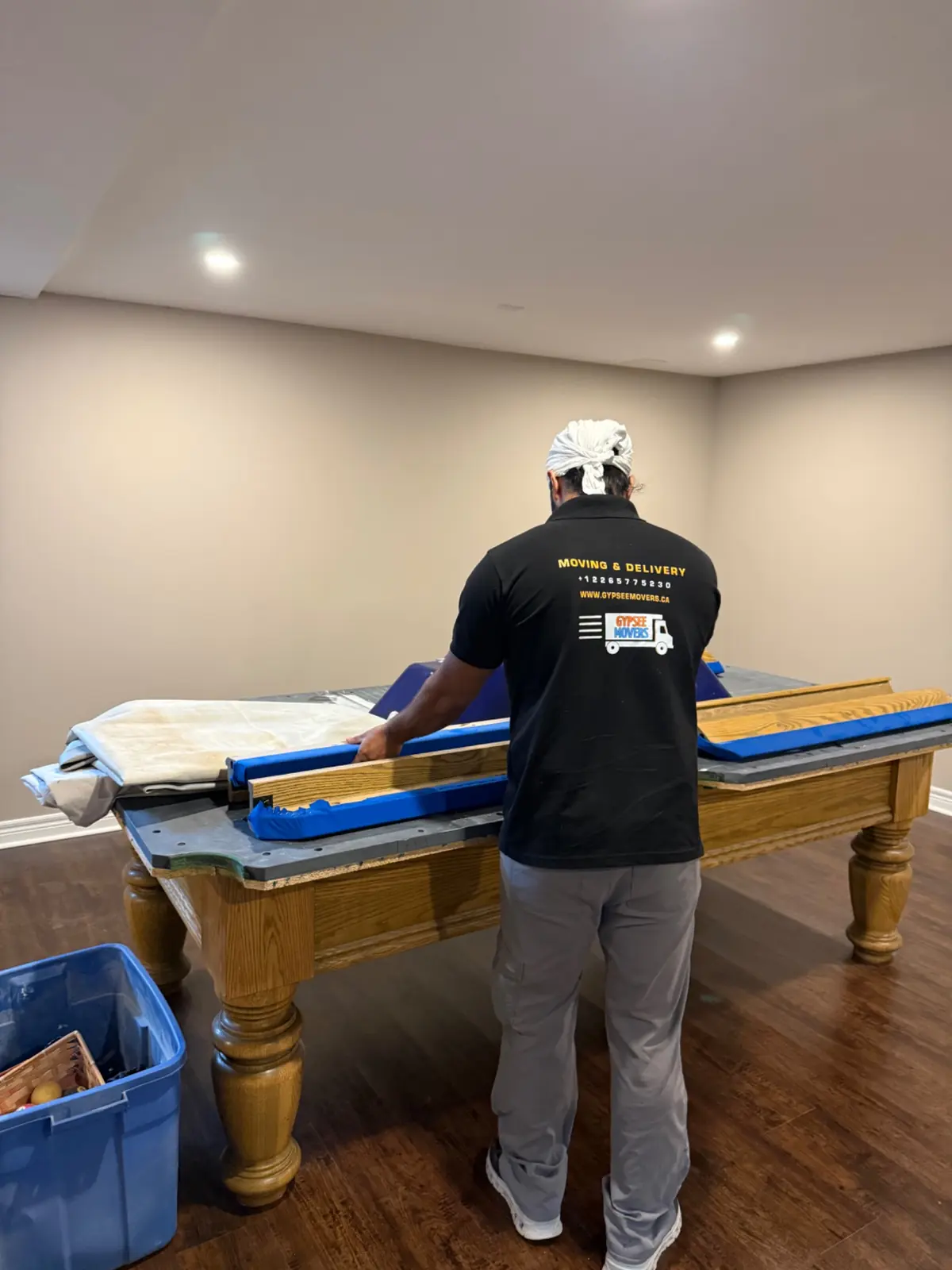 Local pool table move with disassembly and setup