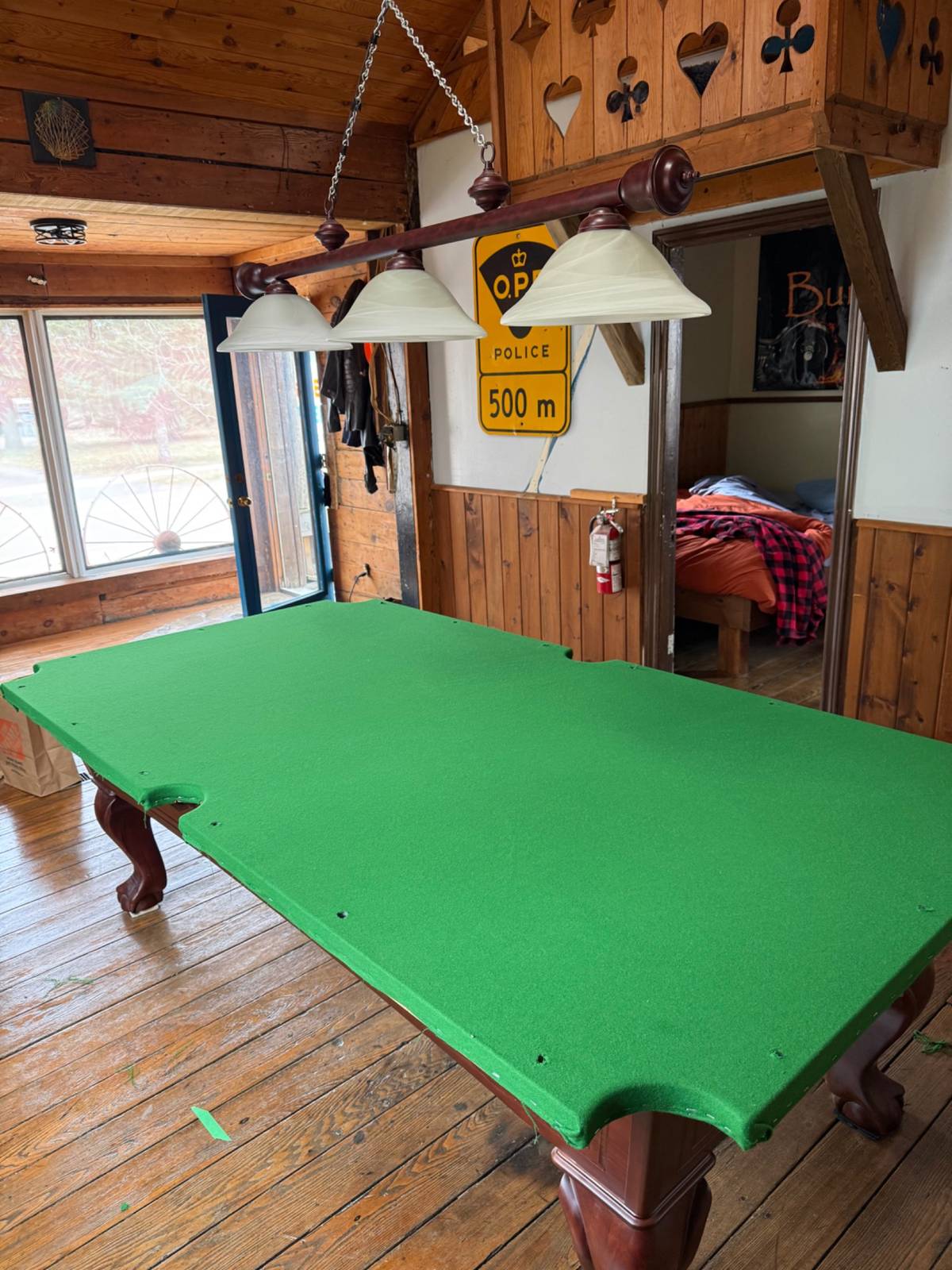 London to Stratford Pool Table Move, Refelting and Beeswax Slate Seams